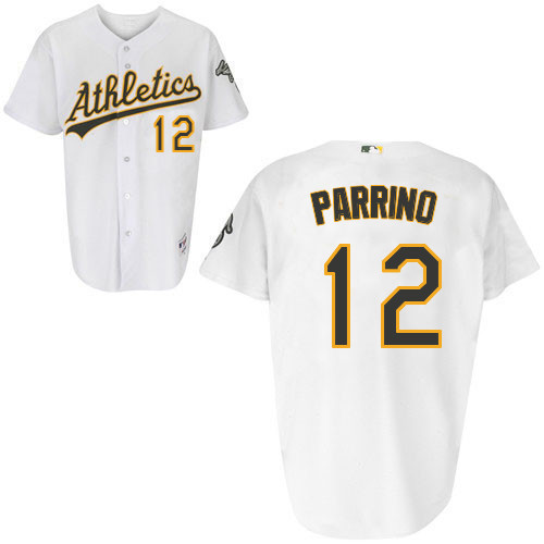 Andy Parrino #12 Youth Baseball Jersey-Oakland Athletics Authentic Home White Cool Base MLB Jersey